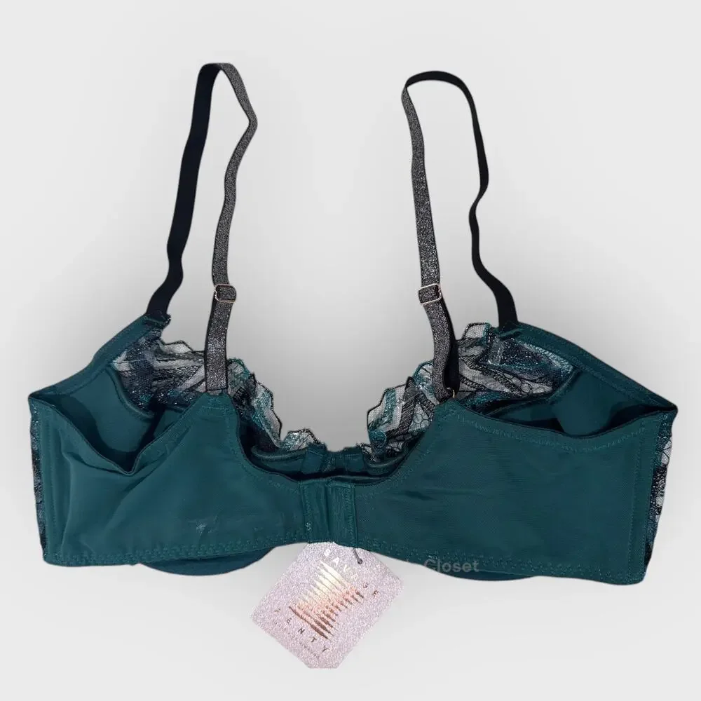 Savage X Fenty Shining Star Embroidered Half Cup Plunge Bra 36D | Blue Festival